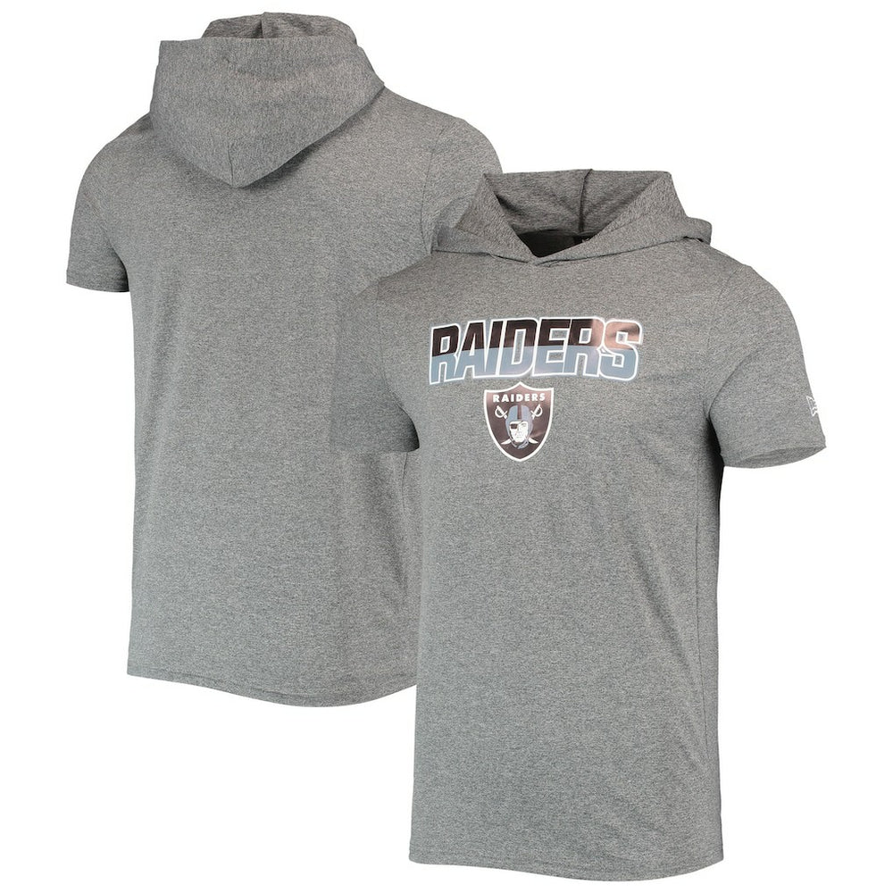 Las Vegas Raiders New Era Team Brushed Hoodie T-Shirt - Heathered Gray Hoodies