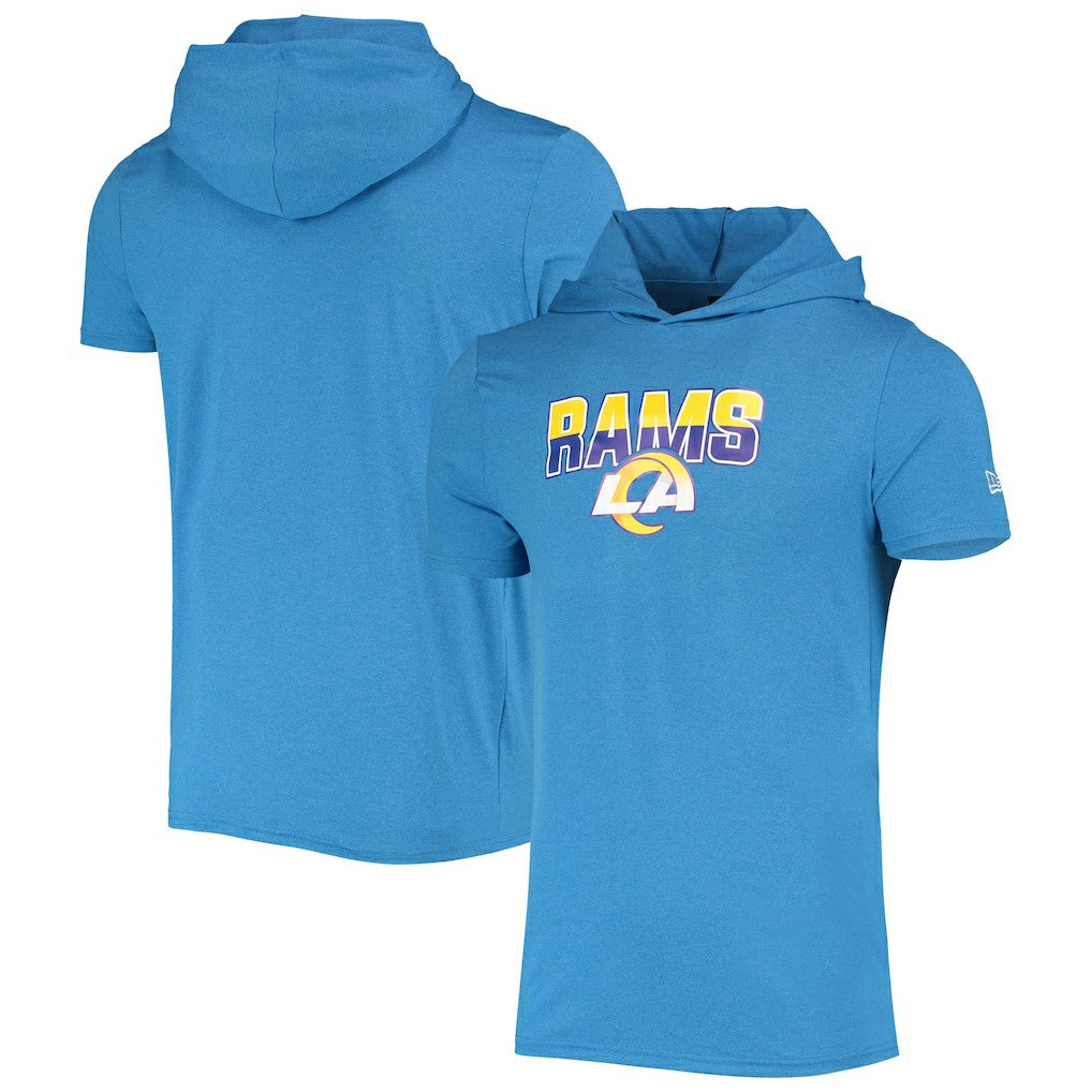 Los Angeles Rams New Era Team Brushed Hoodie T-Shirt - Heathered Blue Hoodies