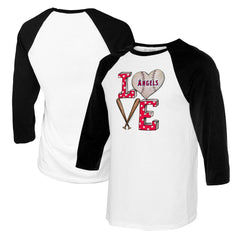Los Angeles Angels Tiny Turnip Women's Baseball Love Raglan 3/4-Sleeve T-Shirt - White/Black T-shirts