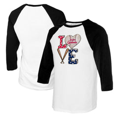 St. Louis Cardinals Tiny Turnip Women's Baseball Love Raglan 3/4-Sleeve T-Shirt - White/Black T-shirts