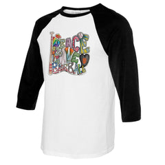 San Francisco Giants Tiny Turnip Women's Peace Love Baseball 3/4-Sleeve Raglan T-Shirt - White/Black T-shirts