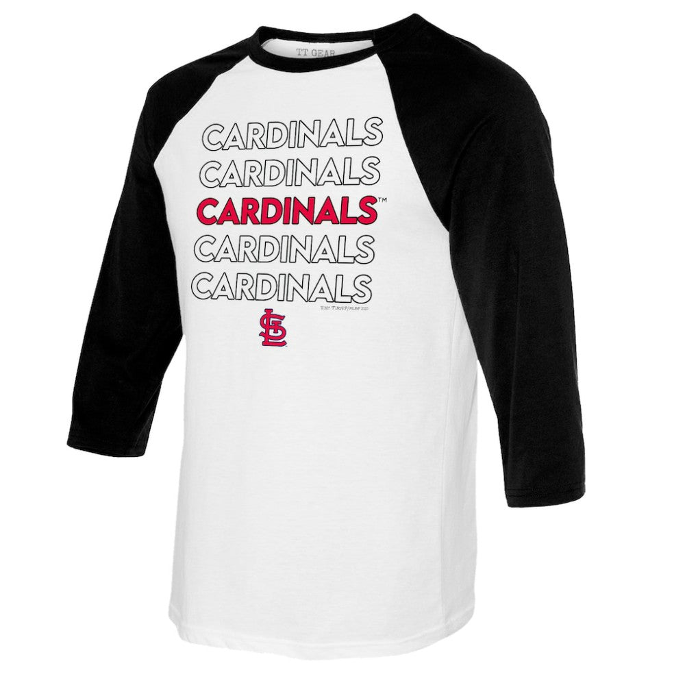 St. Louis Cardinals Tiny Turnip Women's Stacked 3/4-Sleeve Raglan T-Shirt - White/Black T-shirts