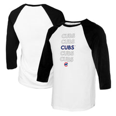 Chicago Cubs Tiny Turnip Youth Stacked Raglan 3/4 Sleeve T-Shirt - White/Black T-shirts