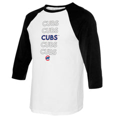 Chicago Cubs Tiny Turnip Youth Stacked Raglan 3/4 Sleeve T-Shirt - White/Black T-shirts
