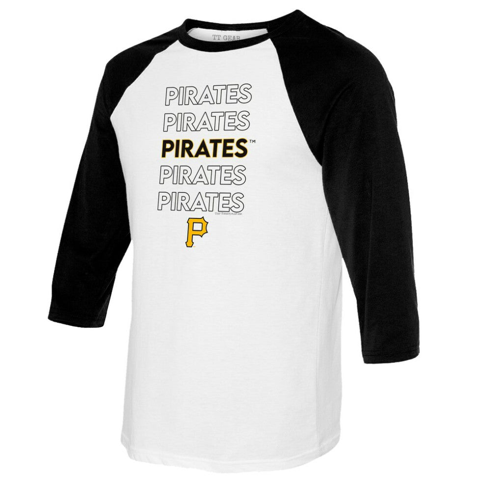 Pittsburgh Pirates Tiny Turnip Youth Stacked Raglan 3/4 Sleeve T-Shirt - White/Black T-shirts