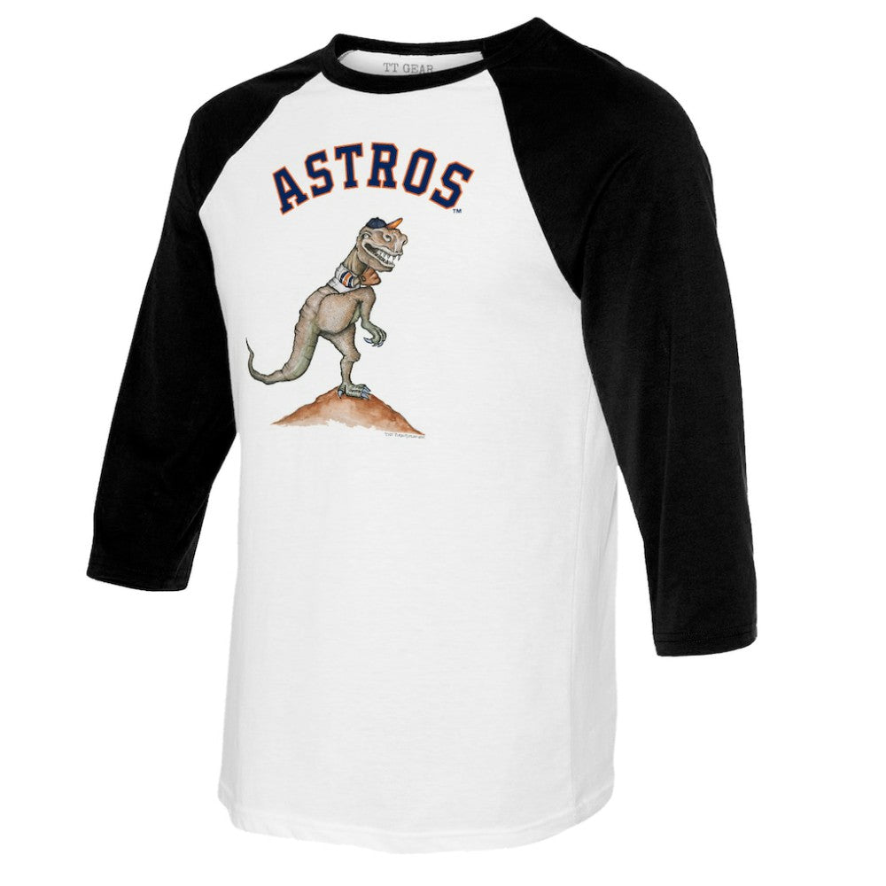 Houston Astros Tiny Turnip Women's TT Rex 3/4-Sleeve Raglan T-Shirt - White/Black T-shirts