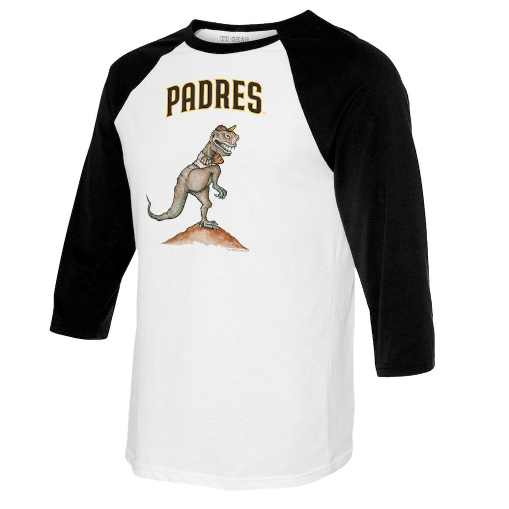 San Diego Padres Tiny Turnip Youth TT Rex Raglan 3/4 Sleeve T-Shirt - White/Black T-shirts
