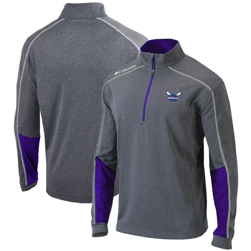Charlotte Hornets Omni-Wick Shotgun 2.0 Quarter-Zip Pullover Top Heathered Gray/Purple - Columbia