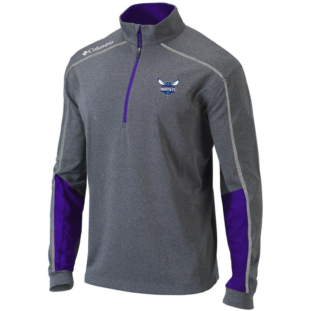 Charlotte Hornets Omni-Wick Shotgun 2.0 Quarter-Zip Pullover Top Heathered Gray/Purple - Columbia
