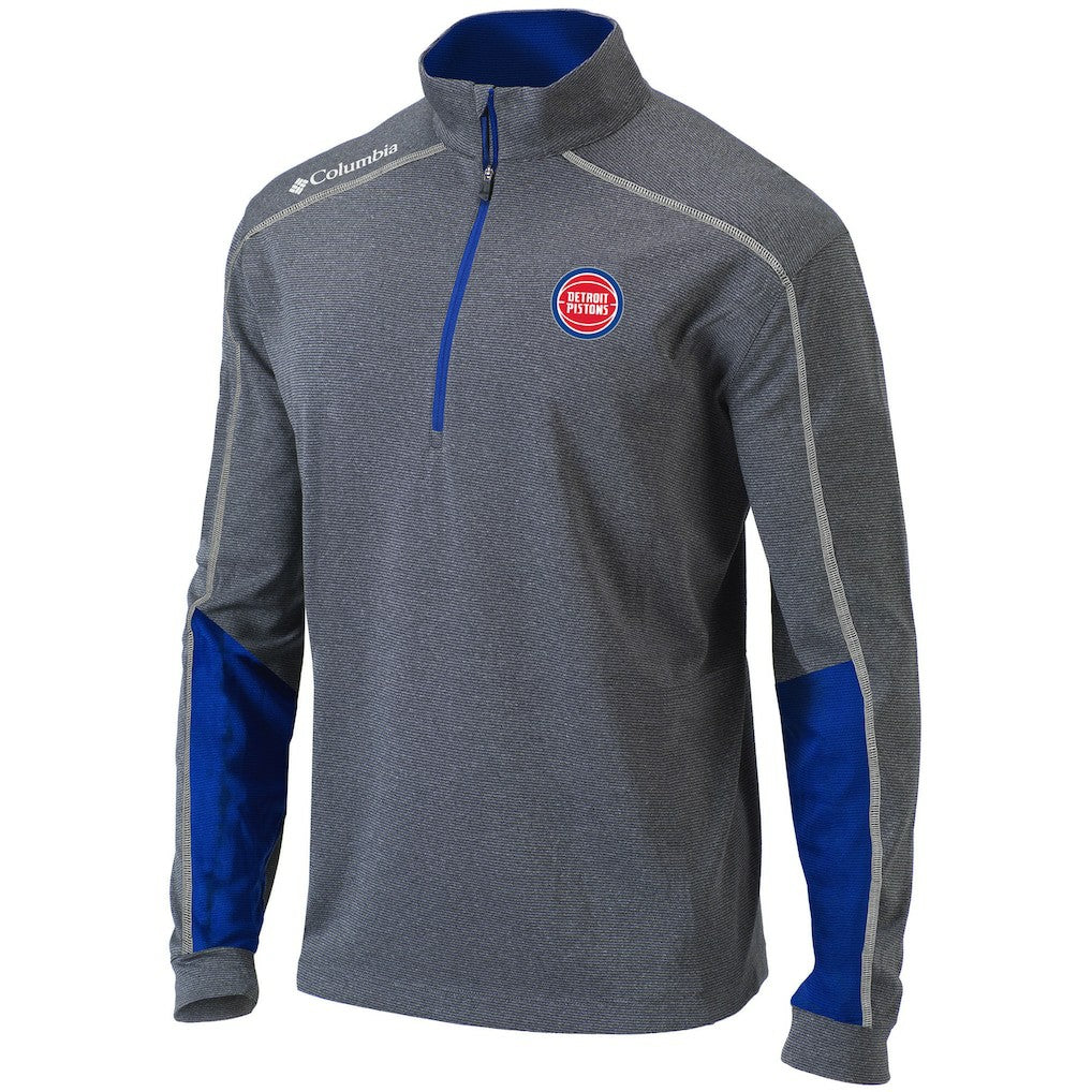 Detroit Pistons Omni-Wick Shotgun 2.0 Quarter-Zip Pullover Top Heathered Gray/Blue - Columbia