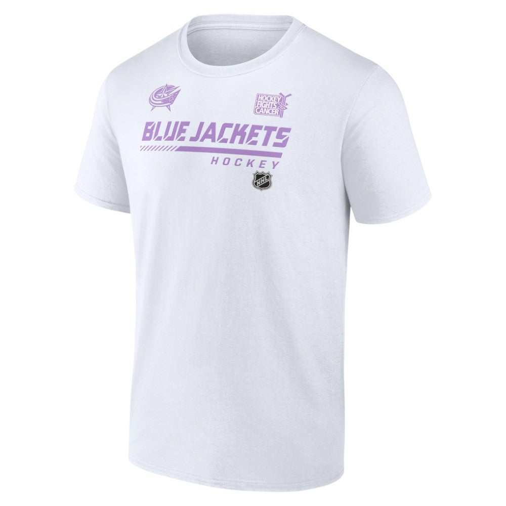 Columbus Blue Jackets NHL Hockey Fights Cancer T-Shirt - White | US 4751709