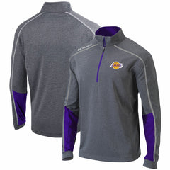Los Angeles Lakers Omni-Wick Shotgun 2.0 Quarter-Zip Pullover Top Heathered Gray/Purple - Columbia