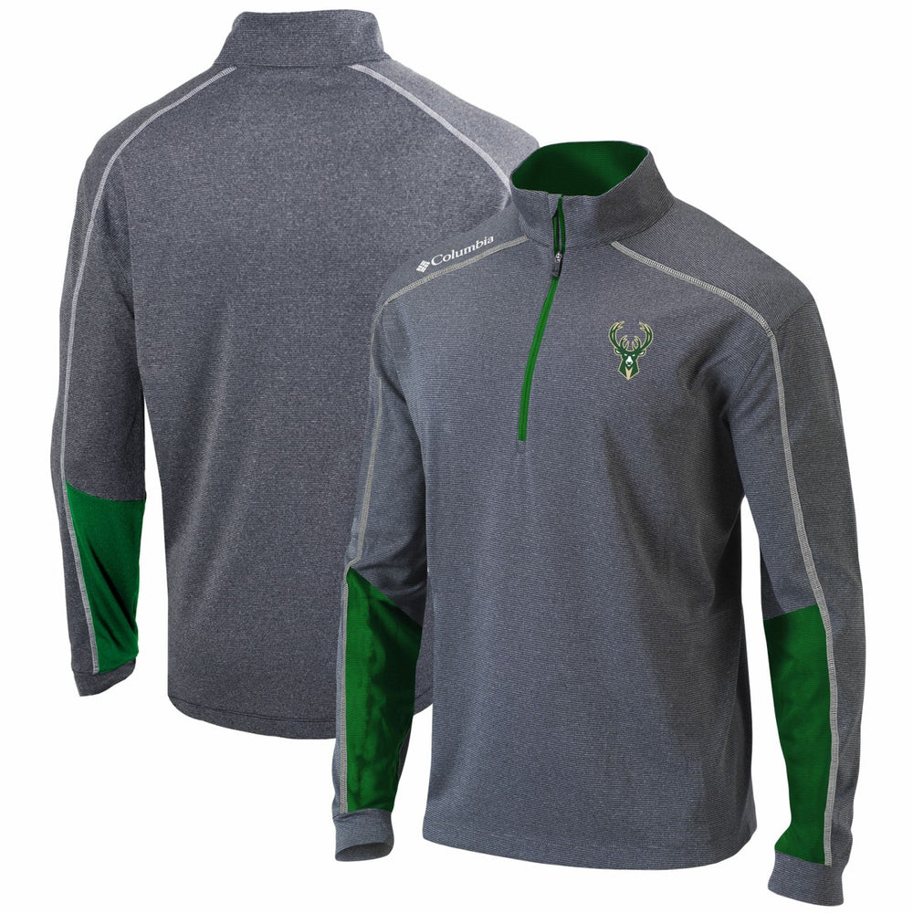 Milwaukee Bucks Omni-Wick Shotgun 2.0 Quarter-Zip Pullover Top Heathered Gray/Green - Columbia