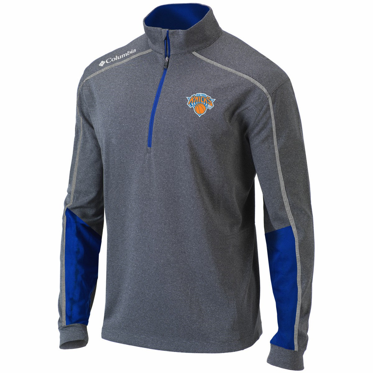 New York Knicks Omni-Wick Shotgun 2.0 Quarter-Zip Pullover Top Heathered Gray/Blue - Columbia