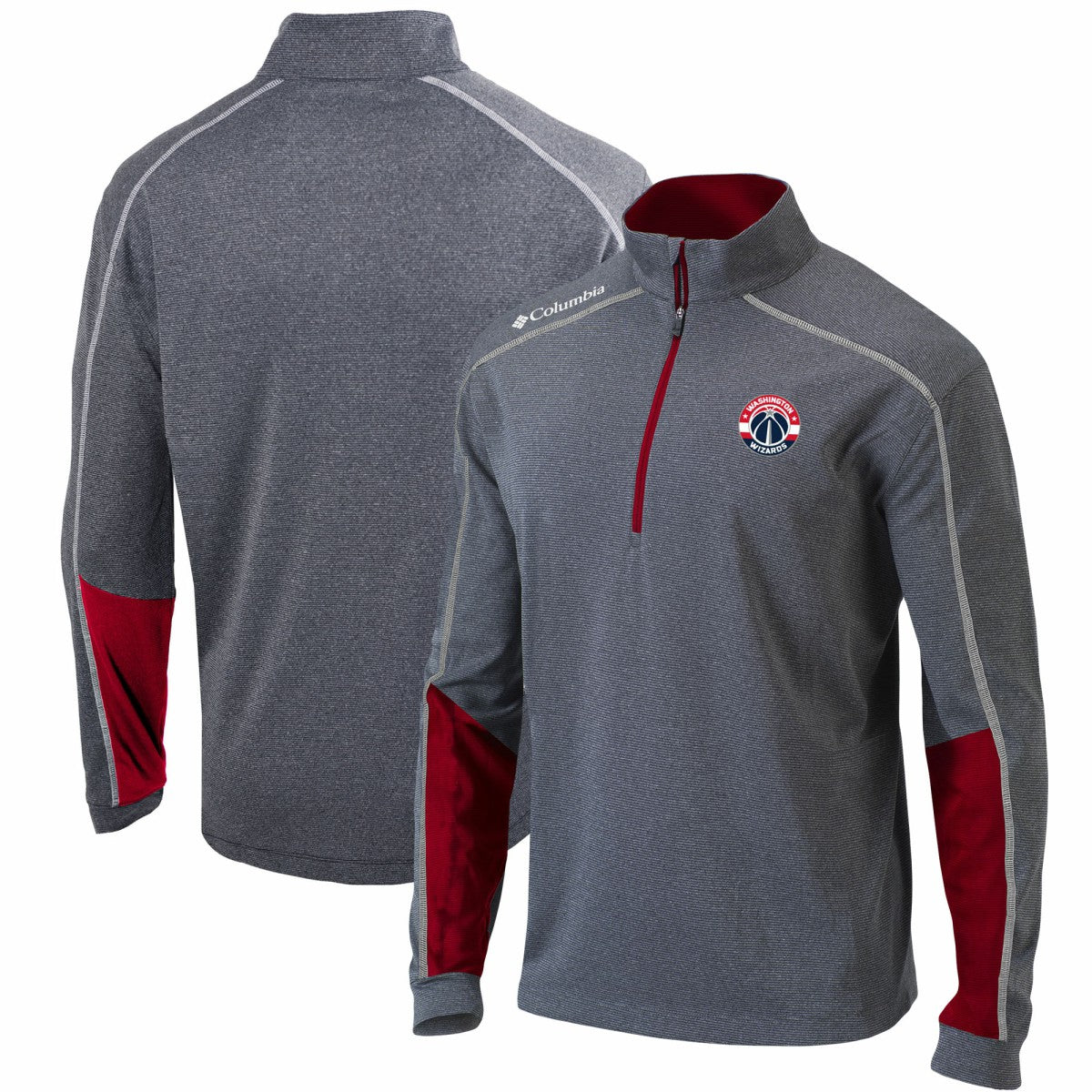 Washington Wizards Omni-Wick Shotgun 2.0 Quarter-Zip Pullover Top Heathered Gray/Red - Columbia