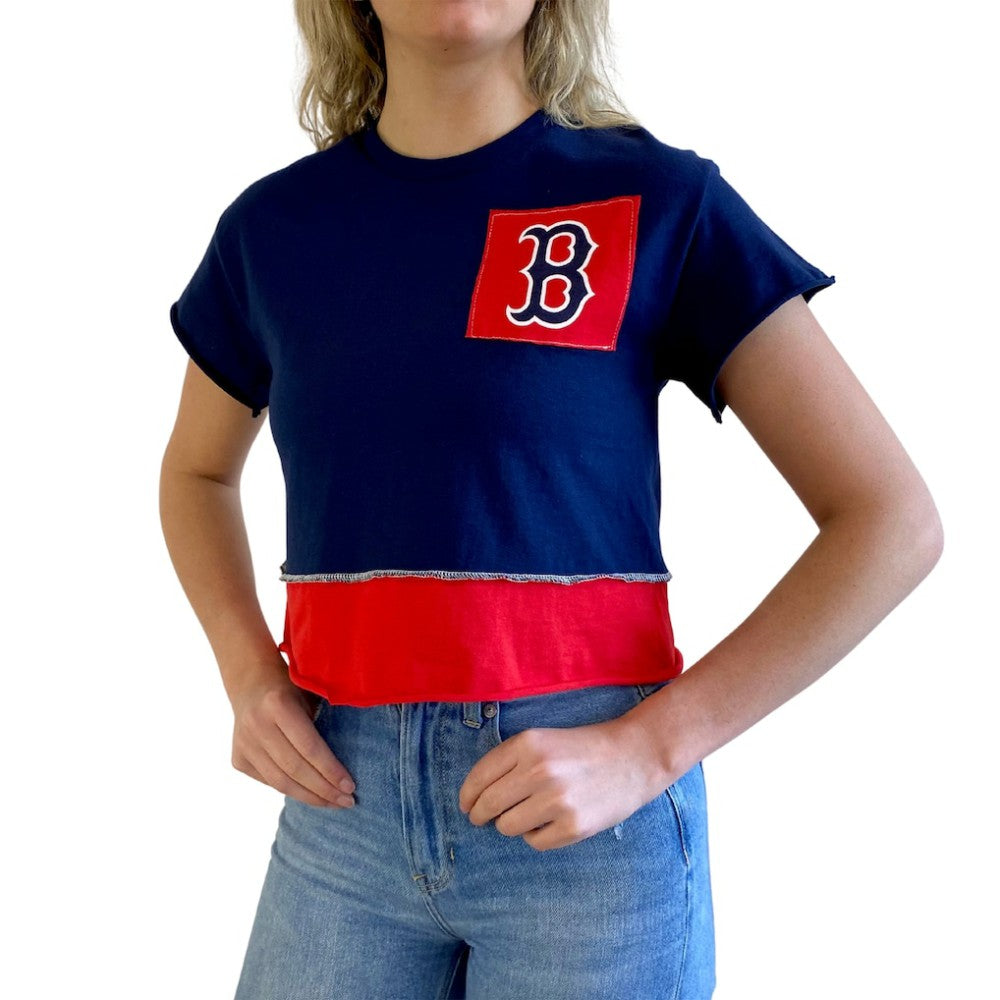 Boston Red Sox Refried Apparel Women's Cropped T-Shirt - Navy T-shirts