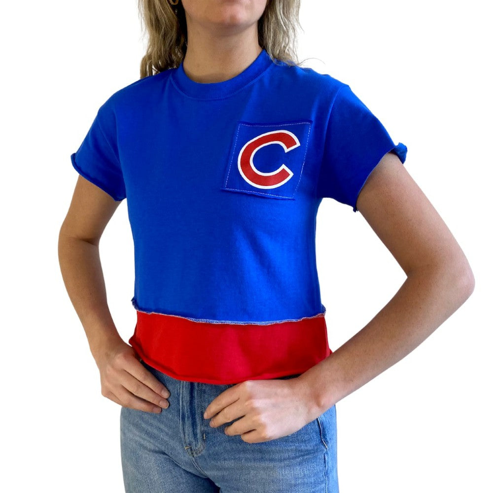 Chicago Cubs Refried Apparel Women's Cropped T-Shirt - Royal T-shirts