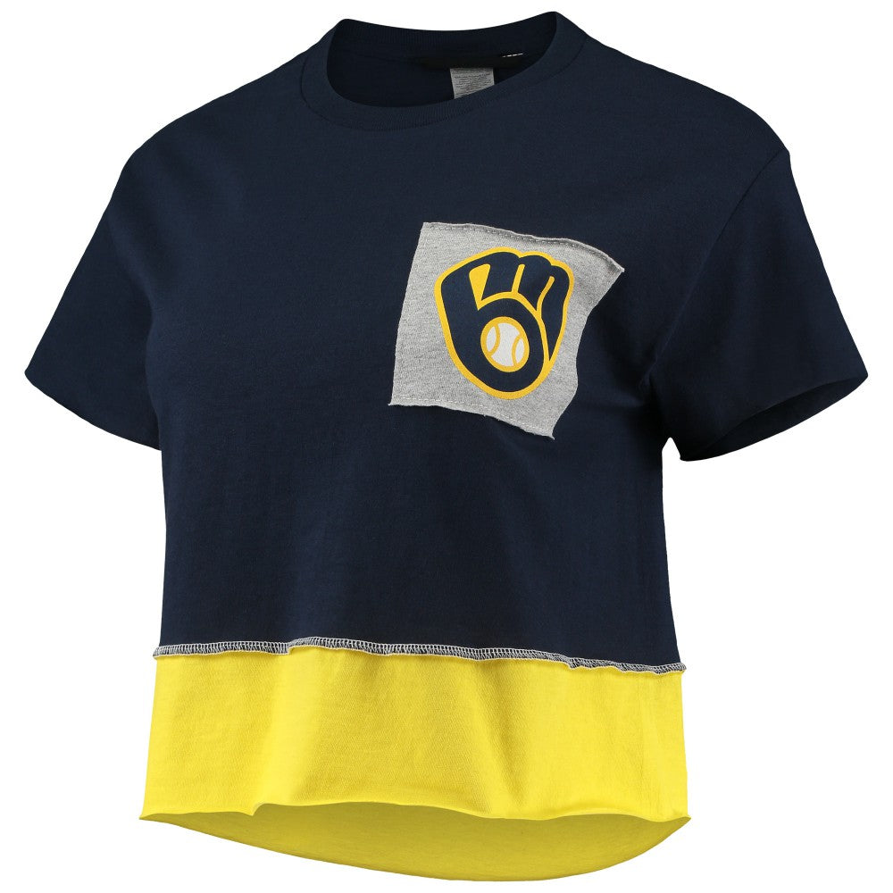 Milwaukee Brewers Refried Apparel Women's Cropped T-Shirt - Navy T-shirts