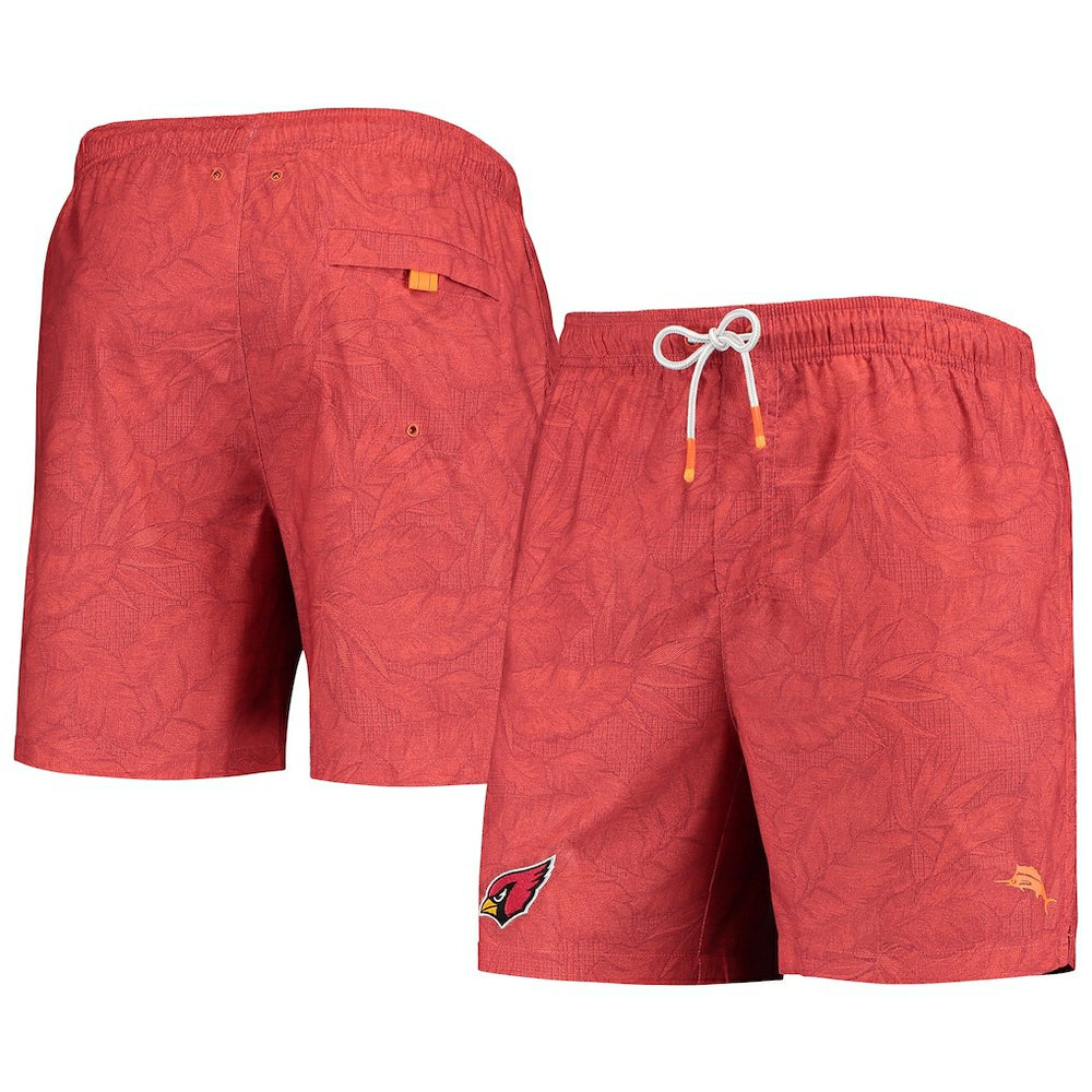 Arizona Cardinals Team Naples Layered Leaves Swim Trunks - Cardinal