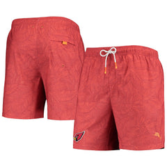 Arizona Cardinals Team Naples Layered Leaves Swim Trunks - Cardinal