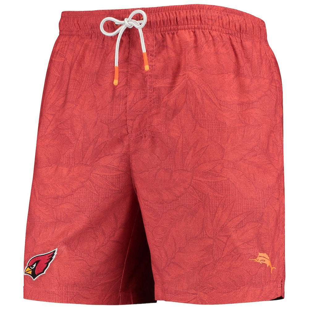 Arizona Cardinals Team Naples Layered Leaves Swim Trunks - Cardinal