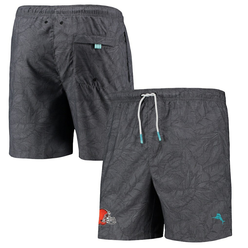 Cleveland Browns Naples Layered Leaves Swim Trunks - Black