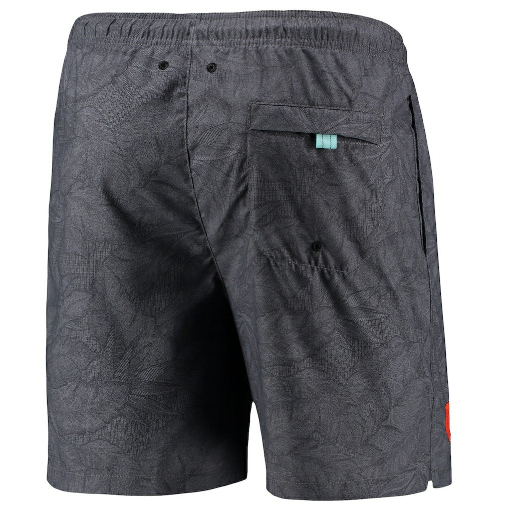 Cleveland Browns Naples Layered Leaves Swim Trunks - Black