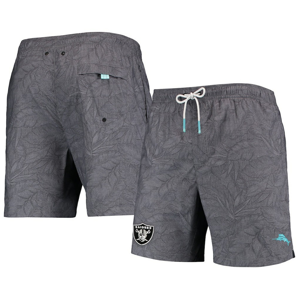 Las Vegas Raiders Naples Layered Leaves Swim Trunks - Black