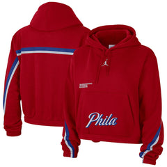 Philadelphia 76ers Jordan Brand Women's Courtside Statement Edition Pullover Hoodie Red