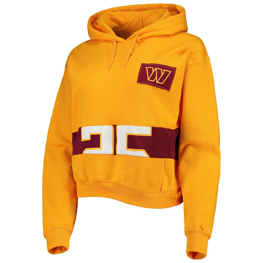Washington Commanders Refried Apparel Women's Cropped Pullover Hoodie - Gold Hoodies