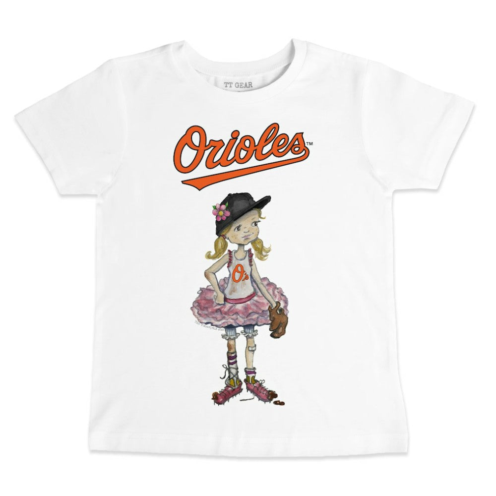 Baltimore Orioles Tiny Turnip Youth Baseball Babes T-Shirt - White T-shirts