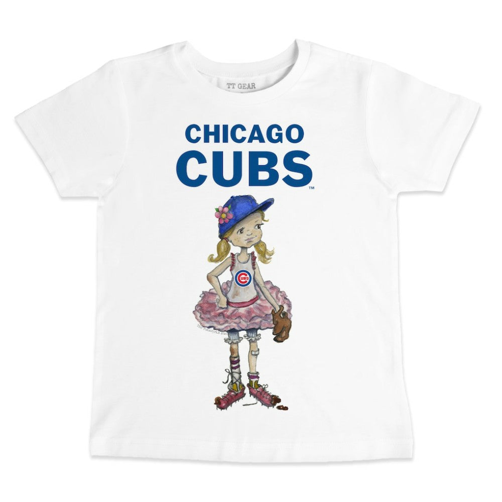 Chicago Cubs Tiny Turnip Youth Baseball Babes T-Shirt - White T-shirts
