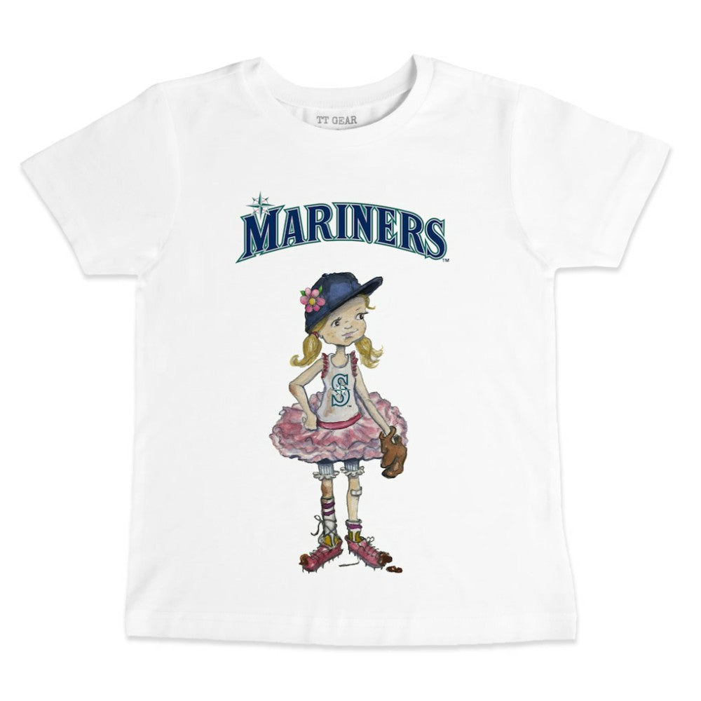Seattle Mariners Tiny Turnip Youth Baseball Babes T-Shirt - White T-shirts