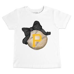 Pittsburgh Pirates Tiny Turnip Youth Baseball Bow T-Shirt - White T-shirts