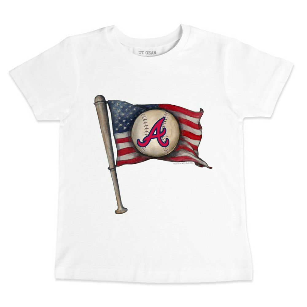 Atlanta Braves Tiny Turnip Youth Baseball Flag T-Shirt - White T-shirts