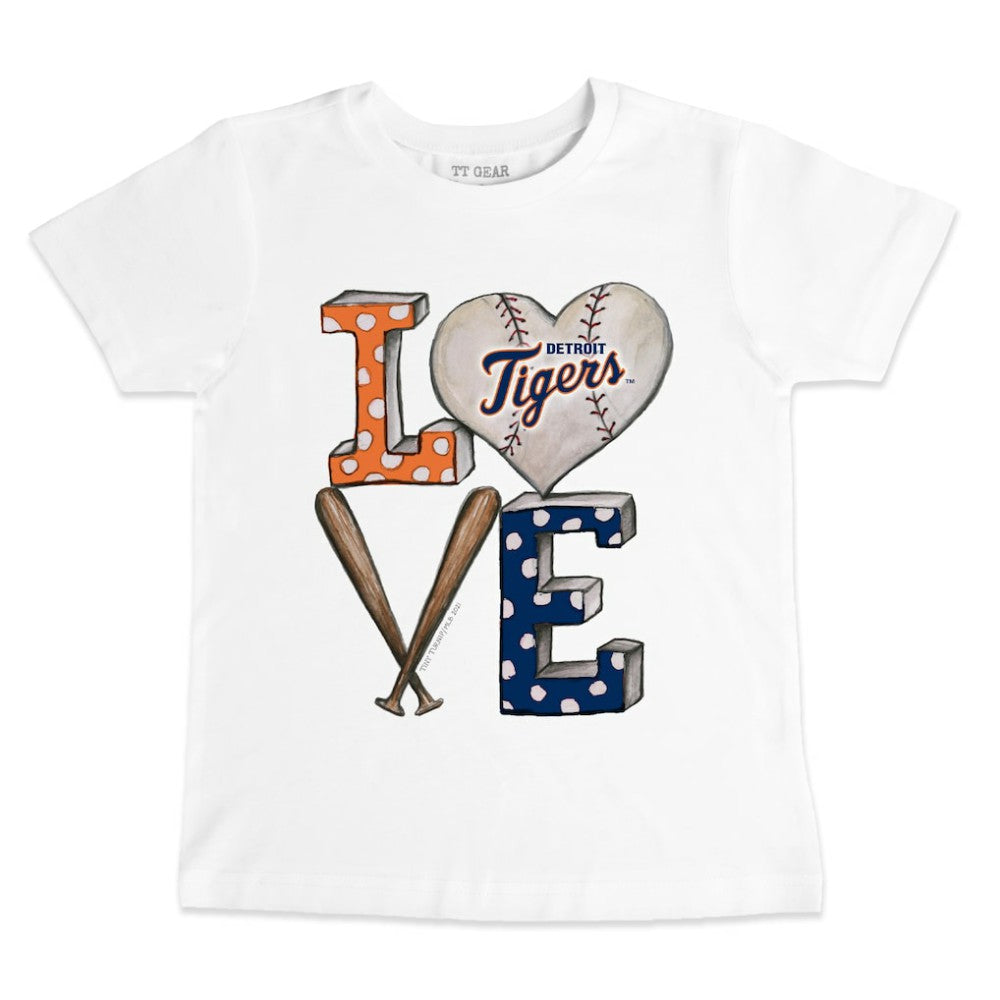 Detroit Tigers Tiny Turnip Youth Baseball Love T-Shirt - White T-shirts