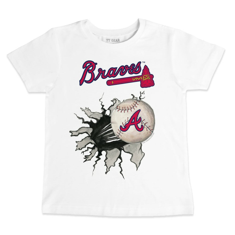 Atlanta Braves Tiny Turnip Youth Baseball Tear T-Shirt - White T-shirts