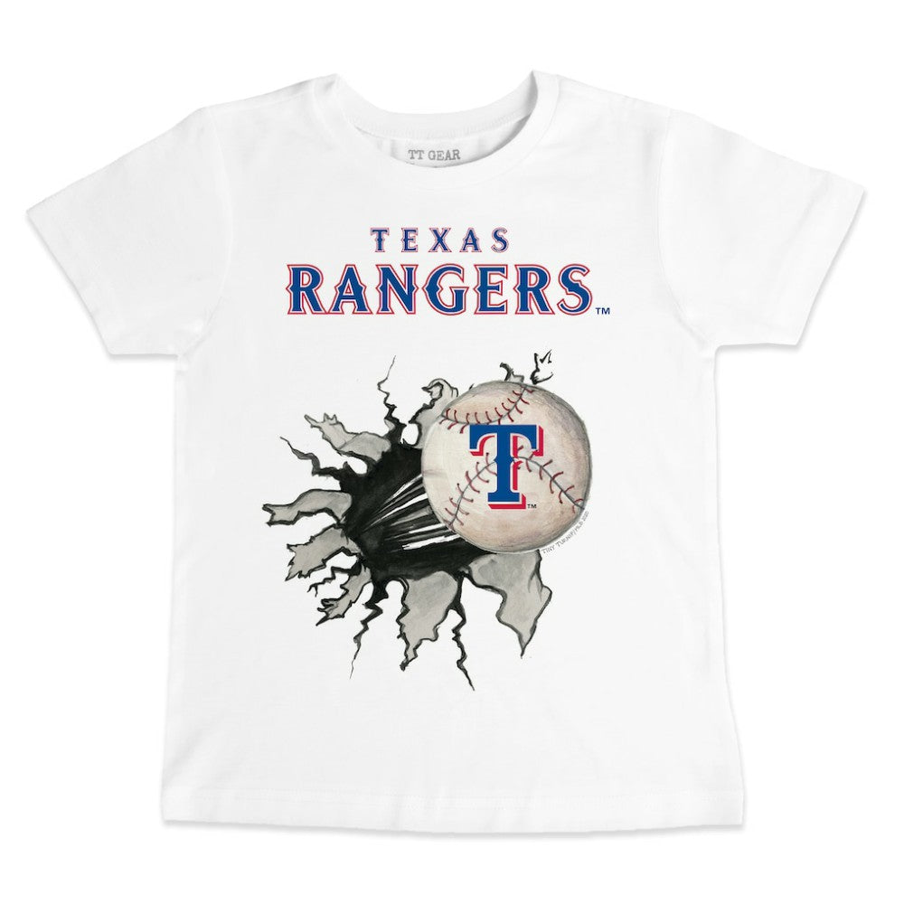 Texas Rangers Tiny Turnip Youth Baseball Tear T-Shirt - White T-shirts