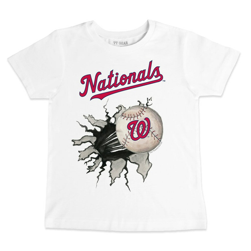 Washington Nationals Tiny Turnip Youth Baseball Tear T-Shirt - White T-shirts