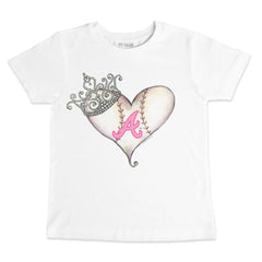 Atlanta Braves Tiny Turnip Youth Baseball Tiara Heart T-Shirt - White T-shirts