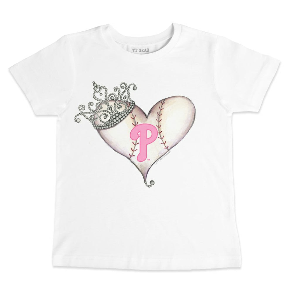 Philadelphia Phillies Tiny Turnip Youth Baseball Tiara Heart T-Shirt - White T-shirts