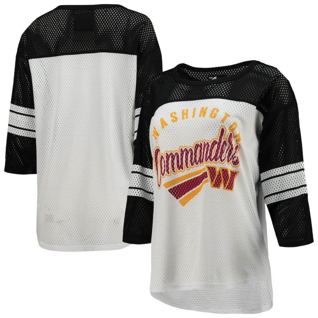 Washington Commanders G-III 4Her by Carl Banks Women's First Team 3/4-Sleeve Mesh T-Shirt - White/Black T-shirts
