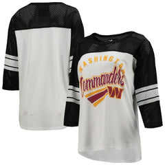 Washington Commanders G-III 4Her by Carl Banks Women's First Team 3/4-Sleeve Mesh T-Shirt - White/Black T-shirts