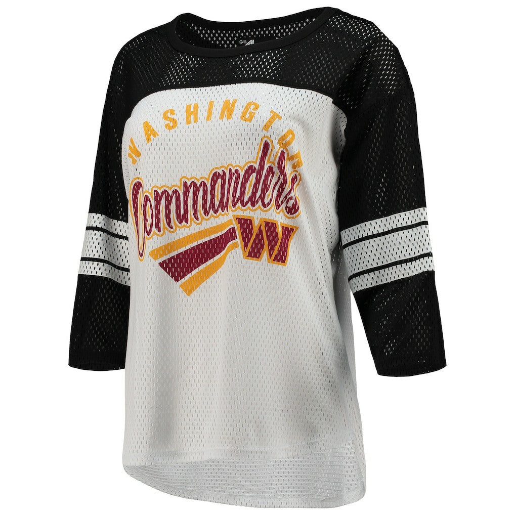 Washington Commanders G-III 4Her by Carl Banks Women's First Team 3/4-Sleeve Mesh T-Shirt - White/Black T-shirts