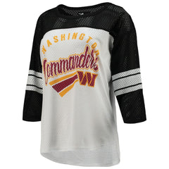 Washington Commanders G-III 4Her by Carl Banks Women's First Team 3/4-Sleeve Mesh T-Shirt - White/Black T-shirts
