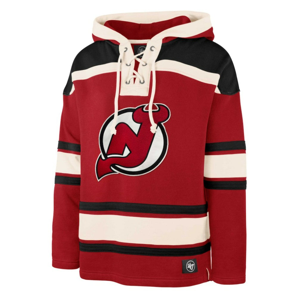 Jack Hughes New Jersey Devils '47 Player Lacer Pullover Hoodie - Red | US 4759548