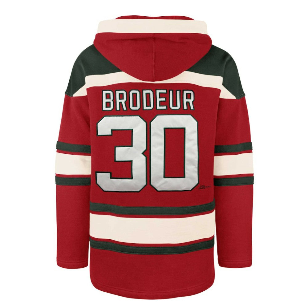 Martin Brodeur New Jersey Devils '47 Retired Player Name & Number Lacer Pullover Hoodie - Red | US 4759554