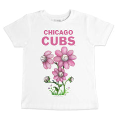 Chicago Cubs Tiny Turnip Youth Blooming Baseballs T-Shirt - White T-shirts