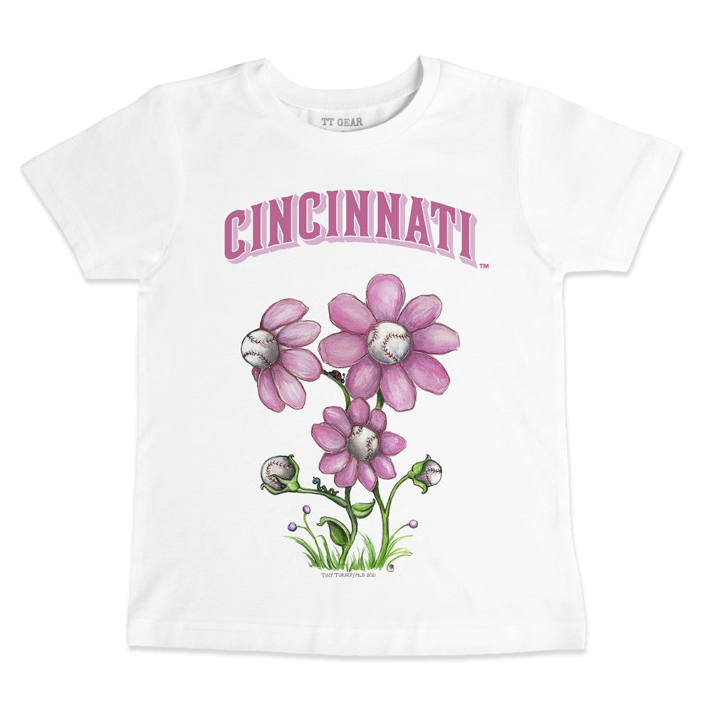 Cincinnati Reds Tiny Turnip Youth Blooming Baseballs T-Shirt - White T-shirts