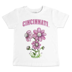 Cincinnati Reds Tiny Turnip Youth Blooming Baseballs T-Shirt - White T-shirts